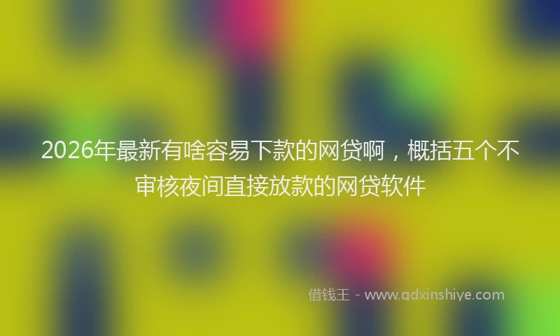 2026年最新有啥容易下款的网贷啊，概括五个不审核夜间直接放款的网贷软件