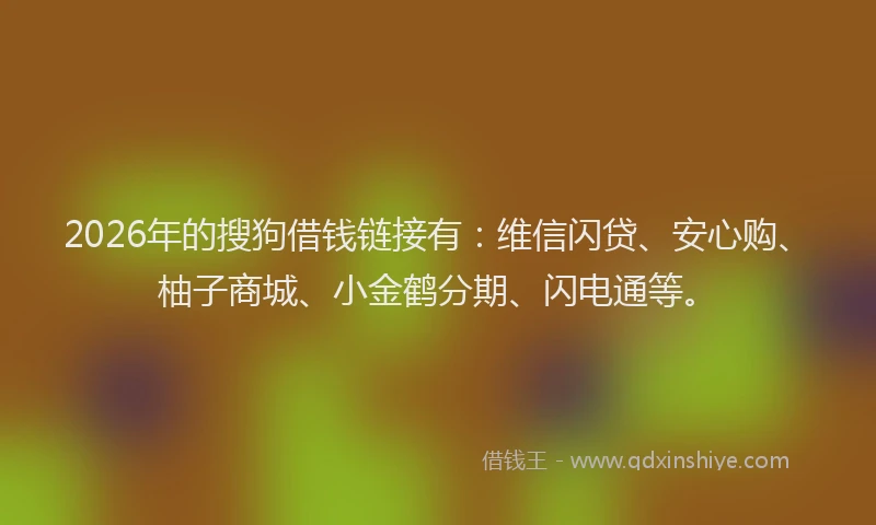 2026年的搜狗借钱链接有：维信闪贷、安心购、柚子商城、小金鹤分期、闪电通等。