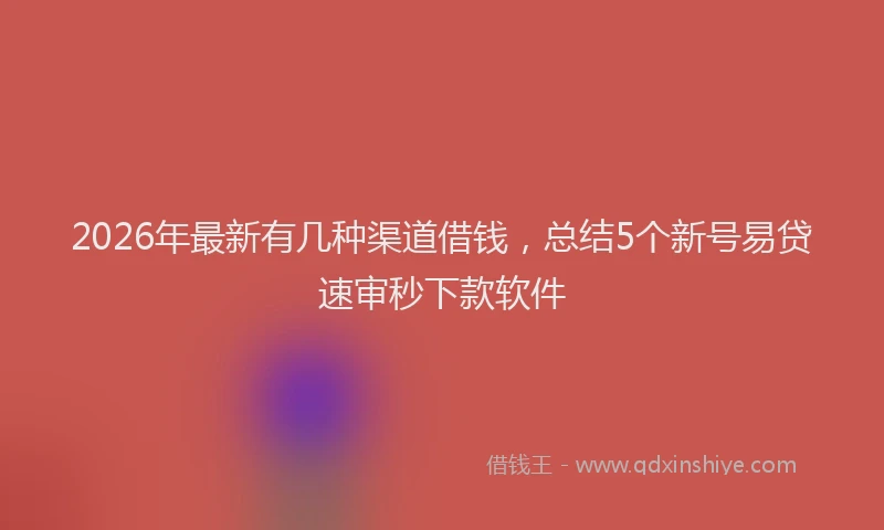 2026年最新有几种渠道借钱，总结5个新号易贷速审秒下款软件
