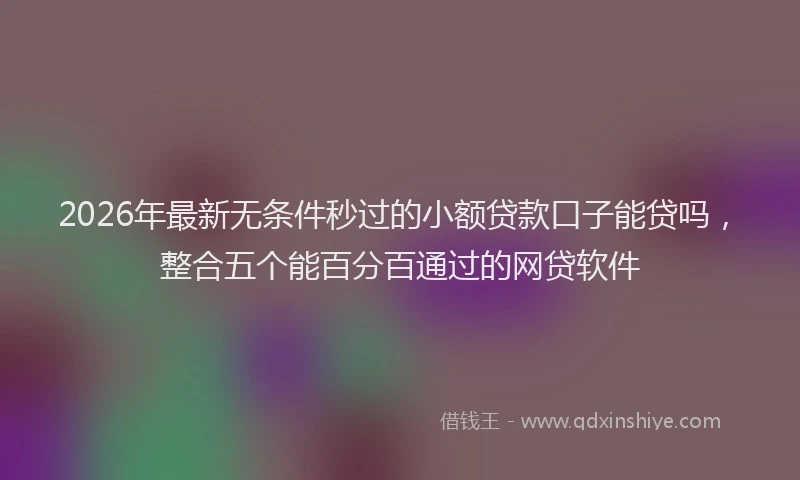 2026年最新无条件秒过的小额贷款口子能贷吗，整合五个能百分百通过的网贷软件