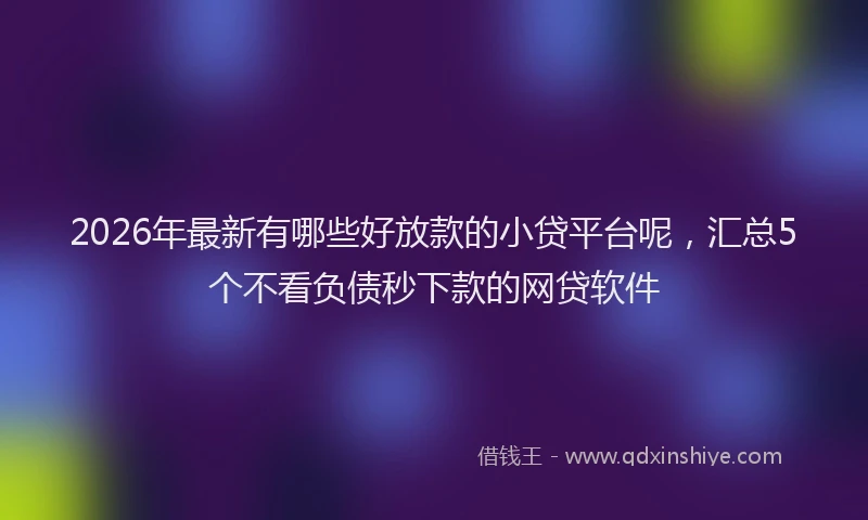 2026年最新有哪些好放款的小贷平台呢，汇总5个不看负债秒下款的网贷软件