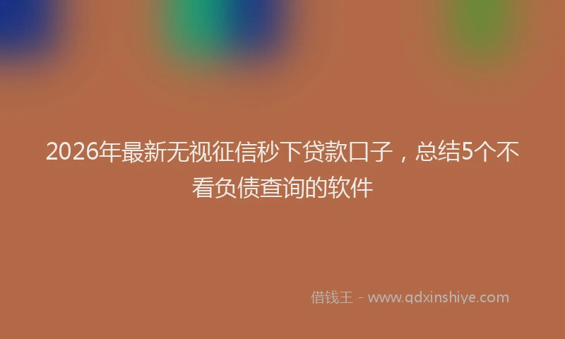 2026年最新无视征信秒下贷款口子，总结5个不看负债查询的软件