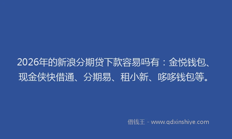 2026年的新浪分期贷下款容易吗有：金悦钱包、现金侠快借通、分期易、租小新、哆哆钱包等。