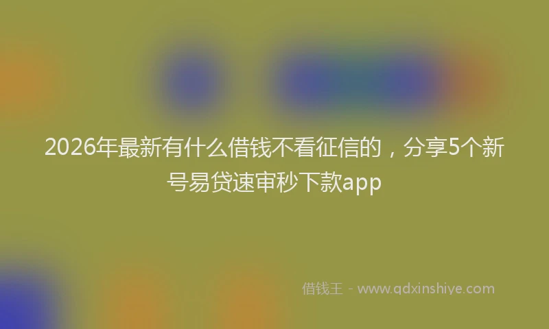 2026年最新有什么借钱不看征信的，分享5个新号易贷速审秒下款app