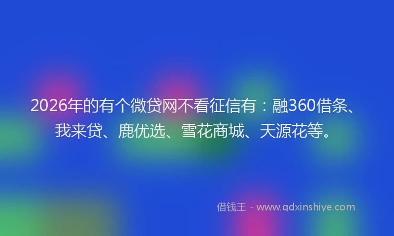 2026年的有个微贷网不看征信有：融360借条、我来贷、鹿优选、雪花商城、天源花等。