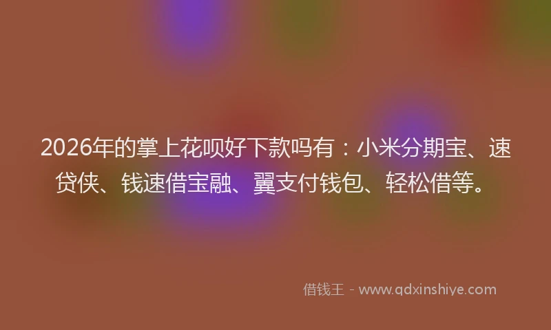 2026年的掌上花呗好下款吗有：小米分期宝、速贷侠、钱速借宝融、翼支付钱包、轻松借等。
