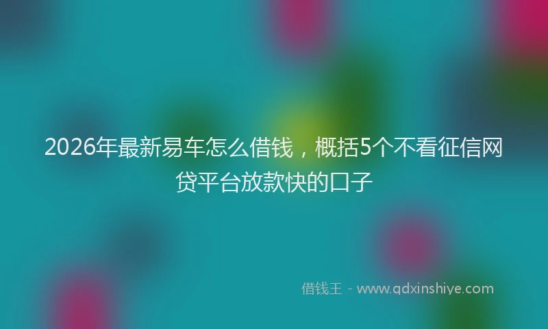 2026年最新易车怎么借钱，概括5个不看征信网贷平台放款快的口子
