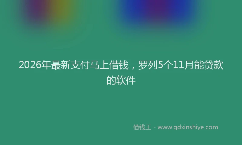 2026年最新支付马上借钱，罗列5个11月能贷款的软件