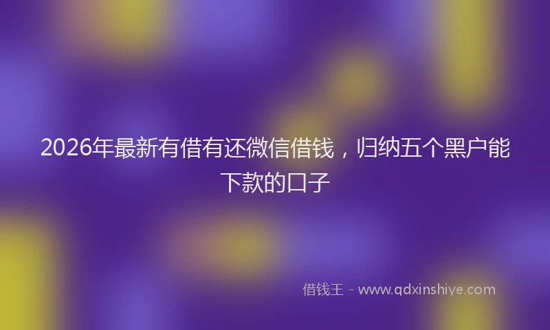2026年最新有借有还微信借钱，归纳五个黑户能下款的口子