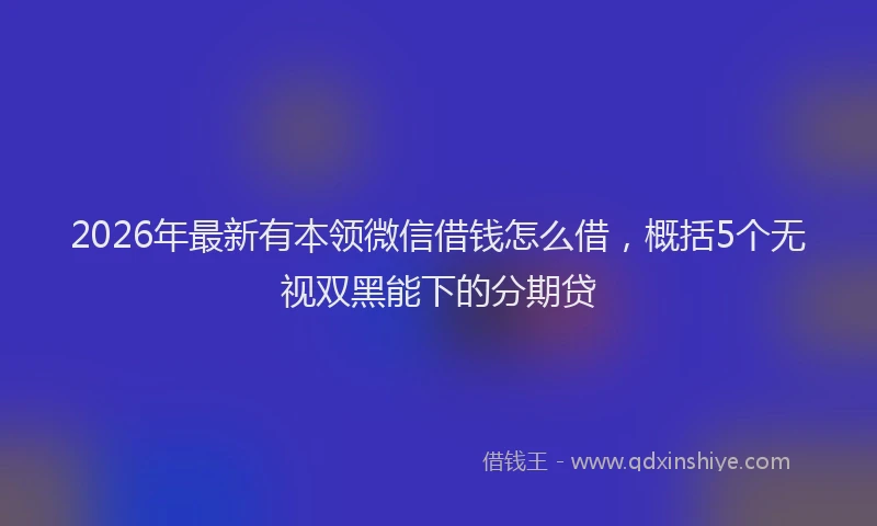 2026年最新有本领微信借钱怎么借，概括5个无视双黑能下的分期贷
