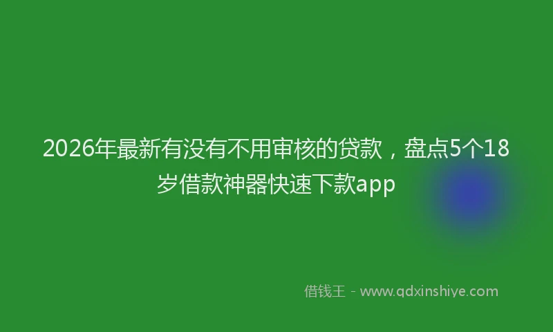 2026年最新有没有不用审核的贷款，盘点5个18岁借款神器快速下款app