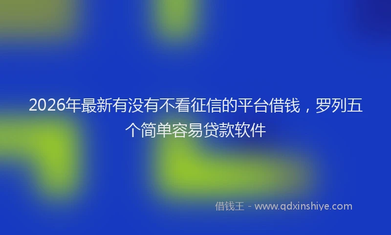 2026年最新有没有不看征信的平台借钱，罗列五个简单容易贷款软件