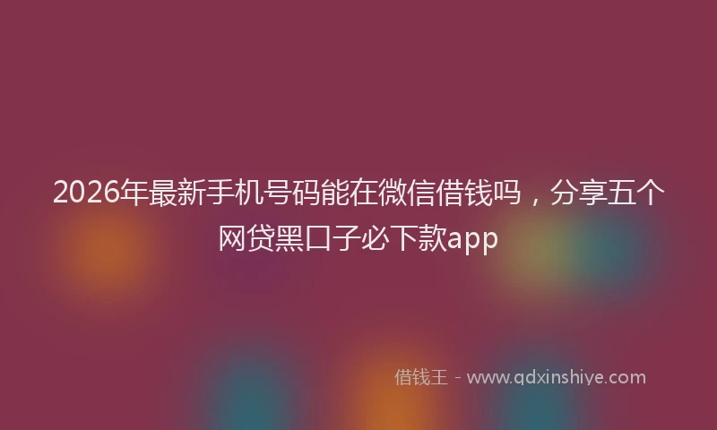 2026年最新手机号码能在微信借钱吗，分享五个网贷黑口子必下款app