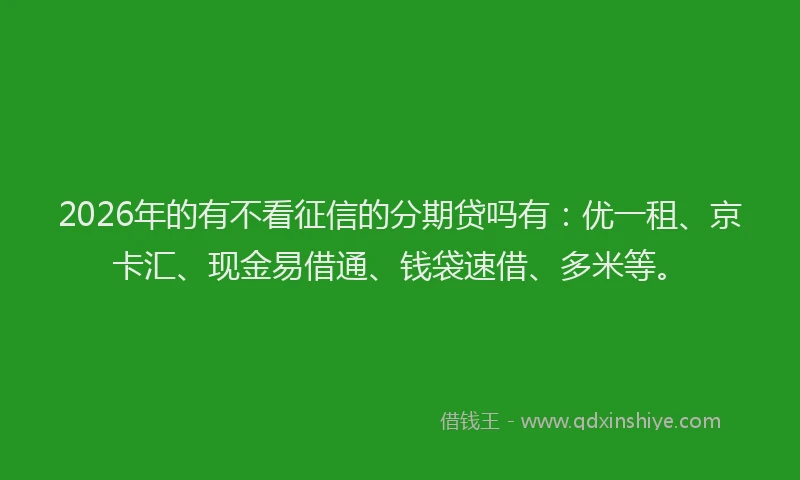 2026年的有不看征信的分期贷吗有：优一租、京卡汇、现金易借通、钱袋速借、多米等。