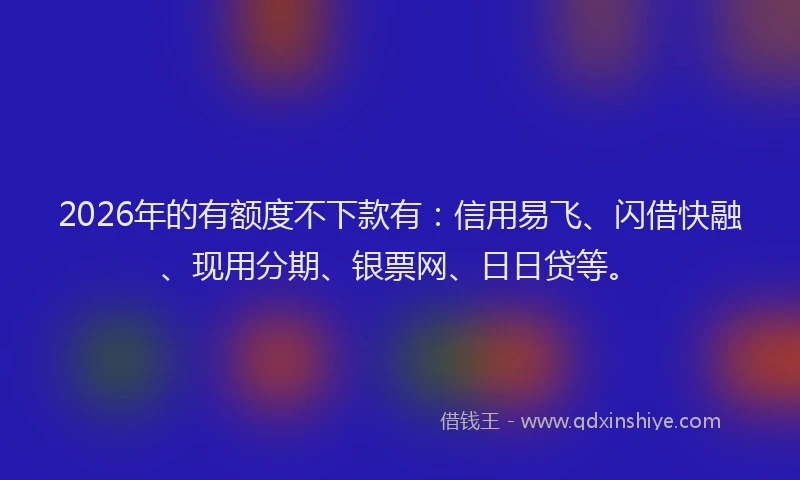 2026年的有额度不下款有：信用易飞、闪借快融、现用分期、银票网、日日贷等。
