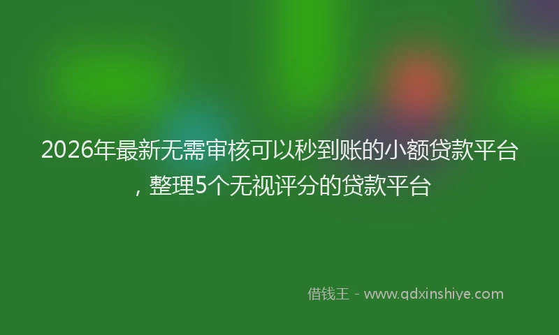 2026年最新无需审核可以秒到账的小额贷款平台，整理5个无视评分的贷款平台