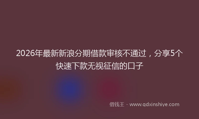 2026年最新新浪分期借款审核不通过，分享5个快速下款无视征信的口子