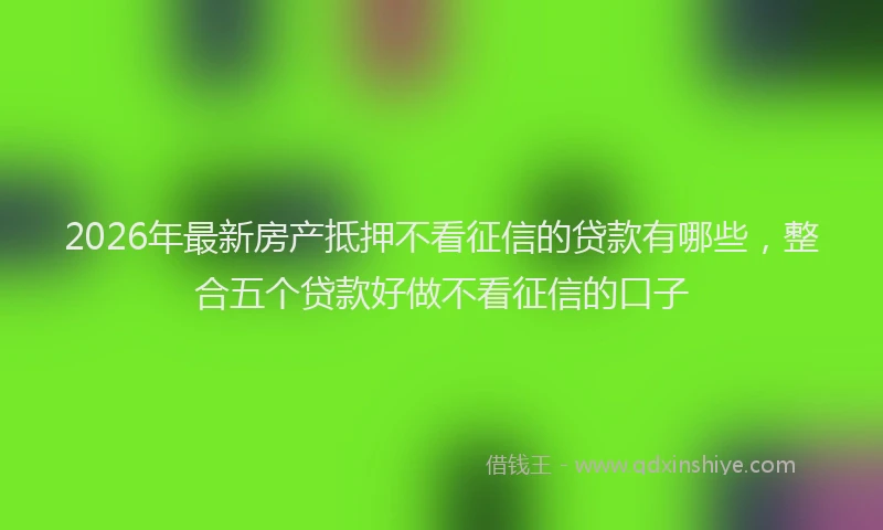 2026年最新房产抵押不看征信的贷款有哪些，整合五个贷款好做不看征信的口子