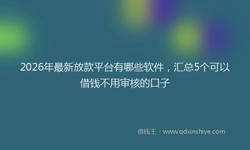 2026年最新放款平台有哪些软件，汇总5个可以借钱不用审核的口子
