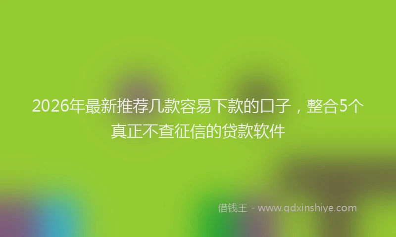 2026年最新推荐几款容易下款的口子，整合5个真正不查征信的贷款软件