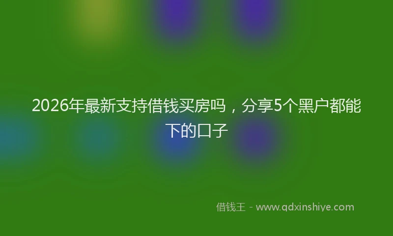 2026年最新支持借钱买房吗，分享5个黑户都能下的口子