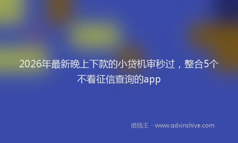 2026年最新晚上下款的小贷机审秒过，整合5个不看征信查询的app