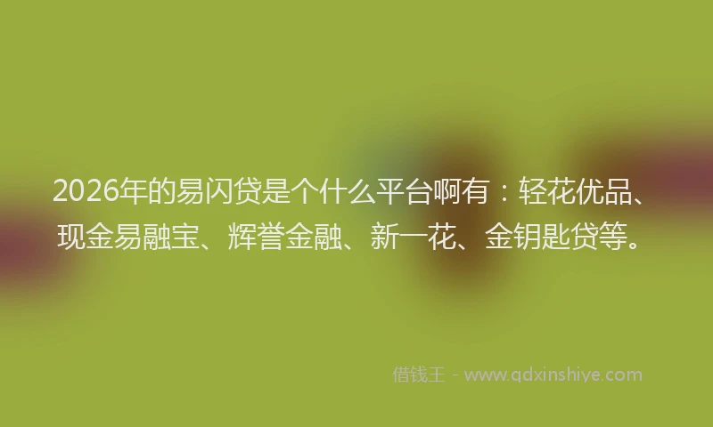 2026年的易闪贷是个什么平台啊有：轻花优品、现金易融宝、辉誉金融、新一花、金钥匙贷等。