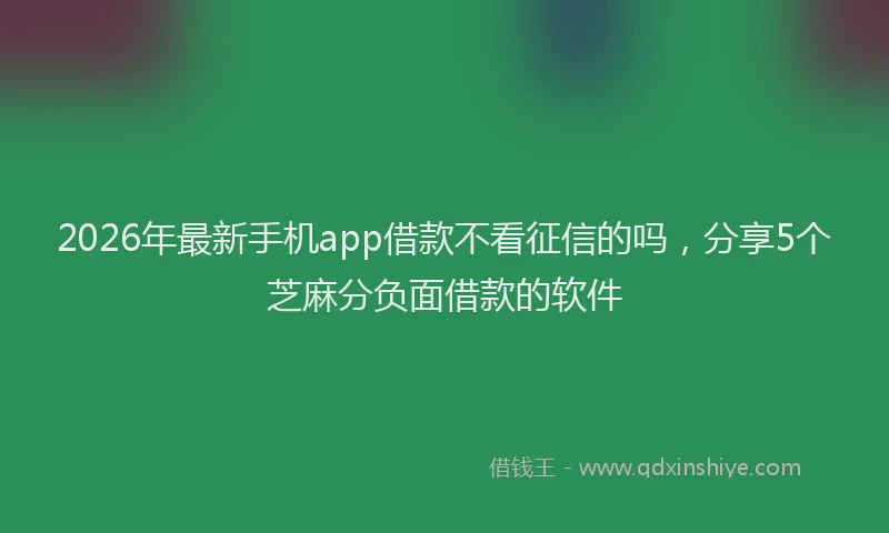 2026年最新手机app借款不看征信的吗，分享5个芝麻分负面借款的软件