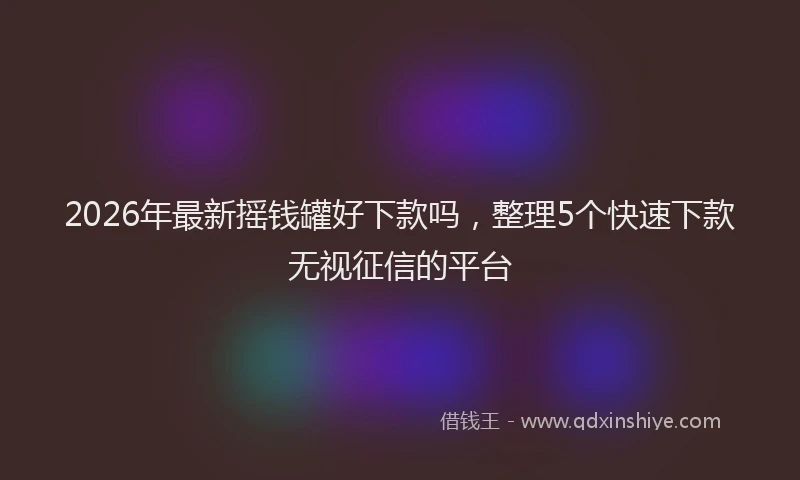 2026年最新摇钱罐好下款吗，整理5个快速下款无视征信的平台