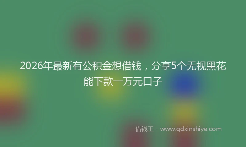 2026年最新有公积金想借钱，分享5个无视黑花能下款一万元口子