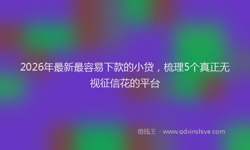 2026年最新最容易下款的小贷，梳理5个真正无视征信花的平台