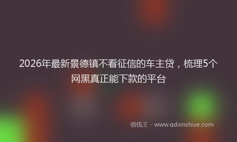 2026年最新景德镇不看征信的车主贷，梳理5个网黑真正能下款的平台