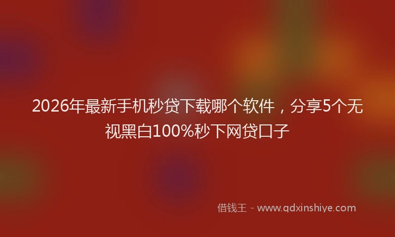 2026年最新手机秒贷下载哪个软件，分享5个无视黑白100%秒下网贷口子