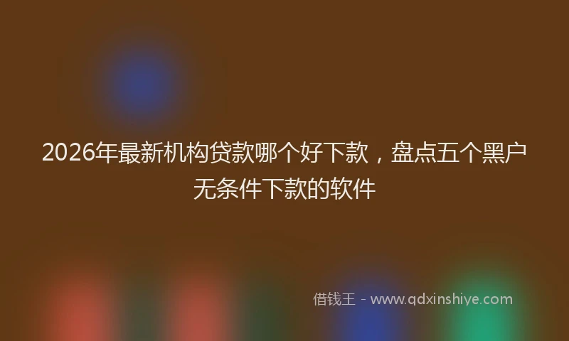 2026年最新机构贷款哪个好下款，盘点五个黑户无条件下款的软件