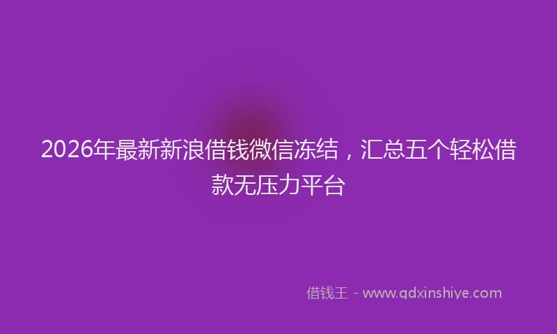 2026年最新新浪借钱微信冻结，汇总五个轻松借款无压力平台