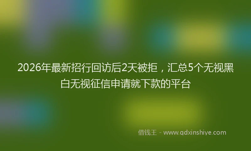 2026年最新招行回访后2天被拒，汇总5个无视黑白无视征信申请就下款的平台