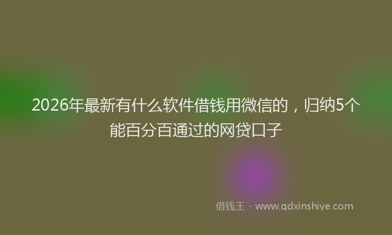 2026年最新有什么软件借钱用微信的，归纳5个能百分百通过的网贷口子