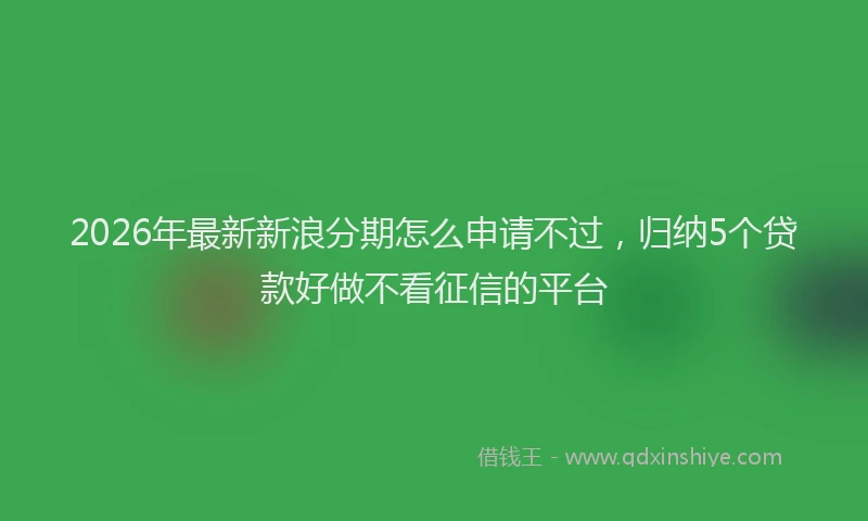 2026年最新新浪分期怎么申请不过，归纳5个贷款好做不看征信的平台