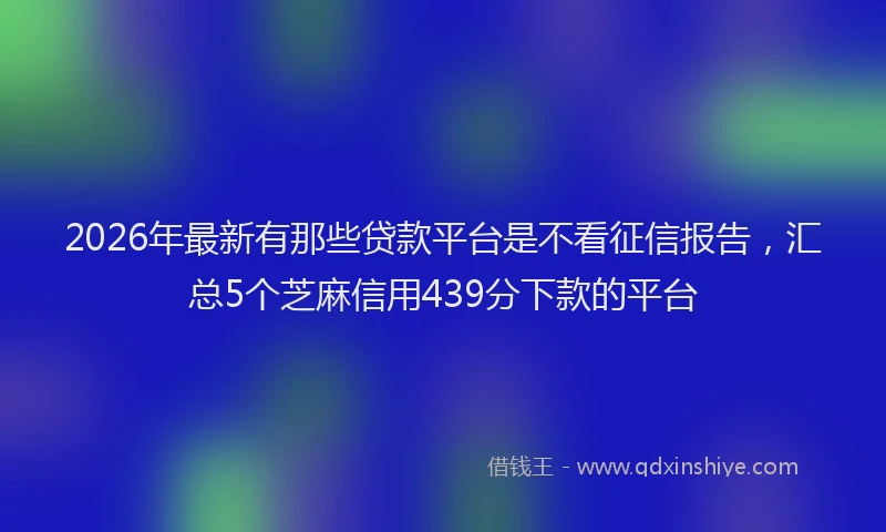 2026年最新有那些贷款平台是不看征信报告，汇总5个芝麻信用439分下款的平台