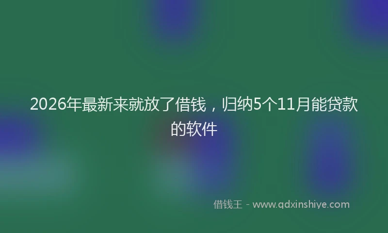 2026年最新来就放了借钱，归纳5个11月能贷款的软件