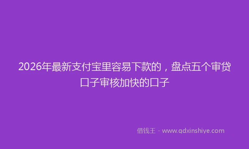 2026年最新支付宝里容易下款的，盘点五个审贷口子审核加快的口子