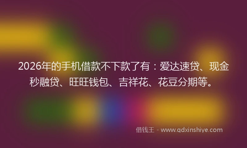 2026年的手机借款不下款了有：爱达速贷、现金秒融贷、旺旺钱包、吉祥花、花豆分期等。