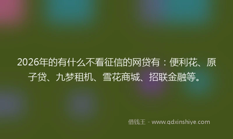 2026年的有什么不看征信的网贷有：便利花、原子贷、九梦租机、雪花商城、招联金融等。