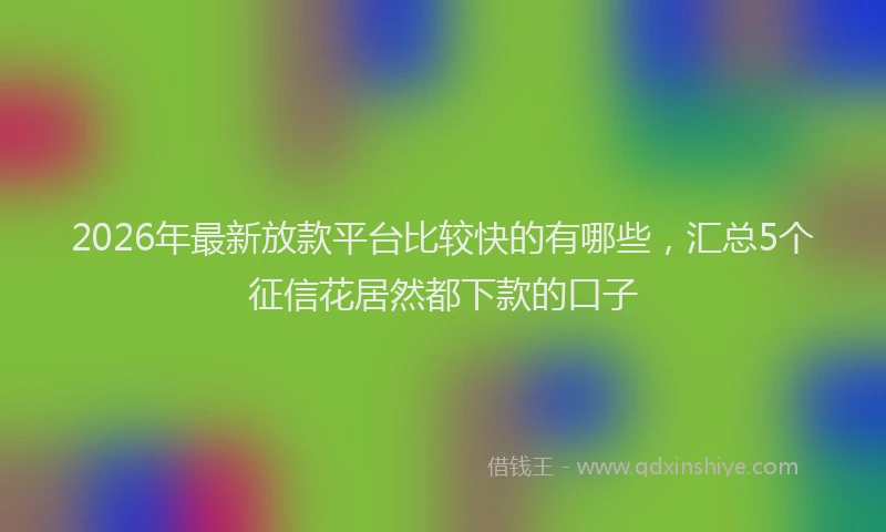 2026年最新放款平台比较快的有哪些，汇总5个征信花居然都下款的口子