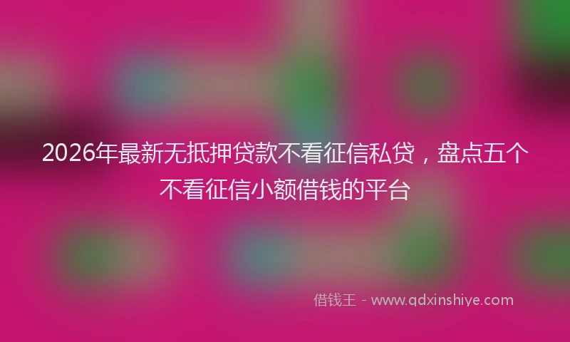 2026年最新无抵押贷款不看征信私贷，盘点五个不看征信小额借钱的平台