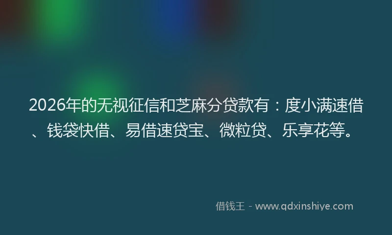 2026年的无视征信和芝麻分贷款有：度小满速借、钱袋快借、易借速贷宝、微粒贷、乐享花等。