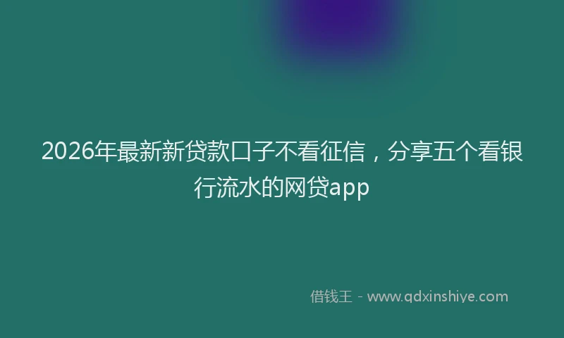2026年最新新贷款口子不看征信，分享五个看银行流水的网贷app