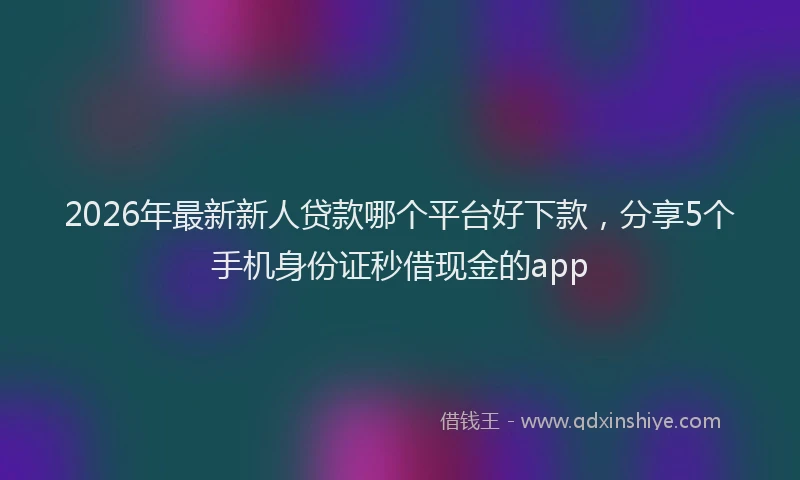 2026年最新新人贷款哪个平台好下款，分享5个手机身份证秒借现金的app