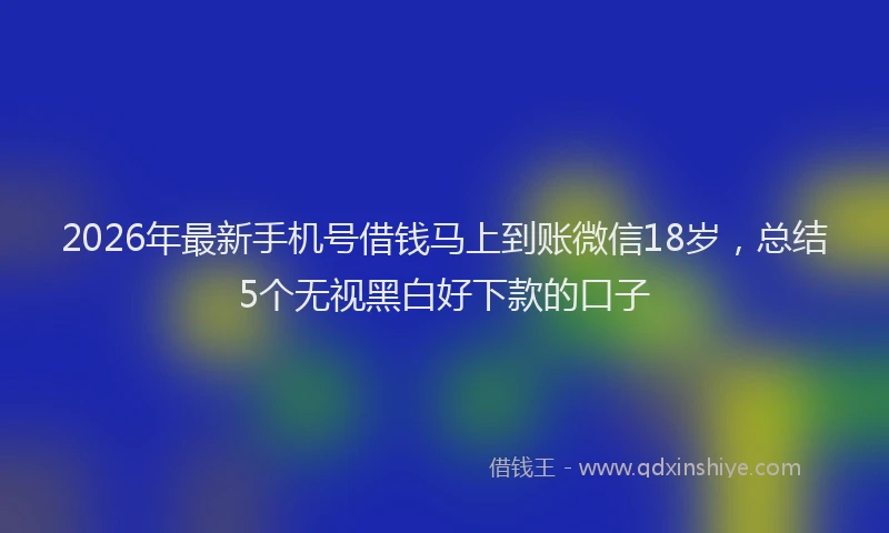 2026年最新手机号借钱马上到账微信18岁，总结5个无视黑白好下款的口子