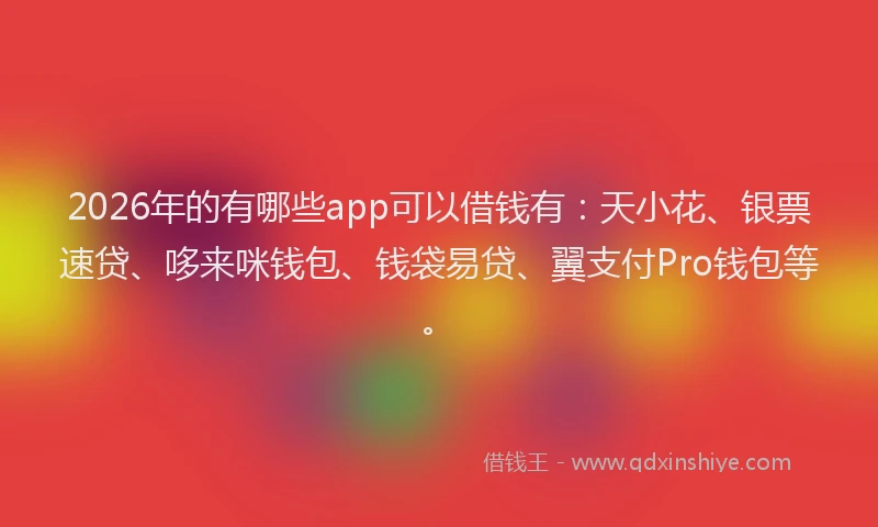 2026年的有哪些app可以借钱有：天小花、银票速贷、哆来咪钱包、钱袋易贷、翼支付Pro钱包等。